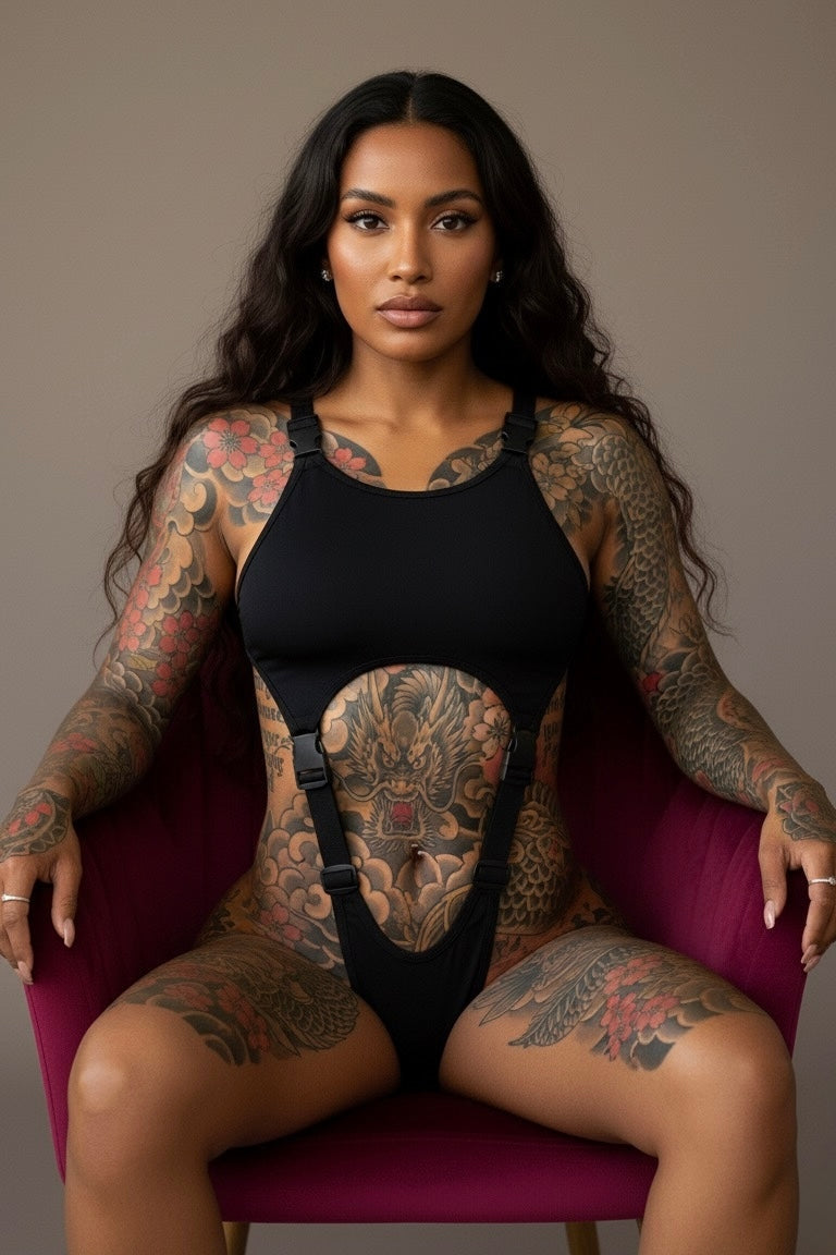 Bodysuit met uitgesneden riem