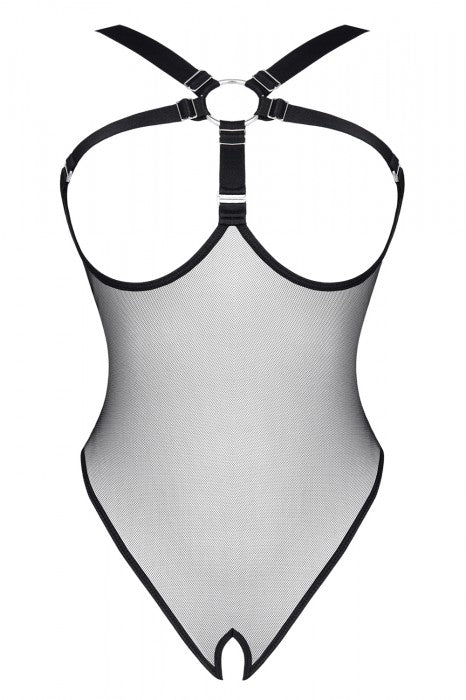 Crotchless Mesh Rubber Band Bodysuit