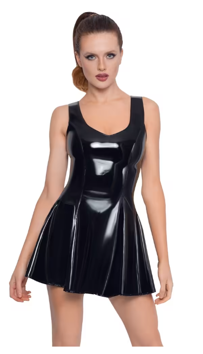 Geplooide vinyl jurk